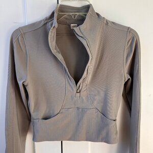 90 Degree Interlink Ribbed Half Zip Long Sleeve Crop Top Jacket